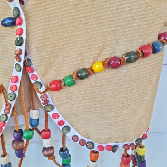Vintage 70's Kids Handmade Beaded Hippie Vest S - Picture 4 of 6